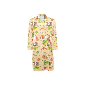 Guinea Pig Pattern Print Design 05 Men's Long Sleeve Belted Night Robe