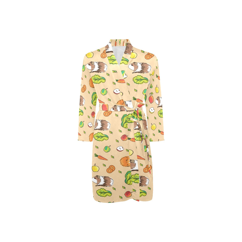 Guinea Pig Pattern Print Design 05 Men's Long Sleeve Belted Night Robe