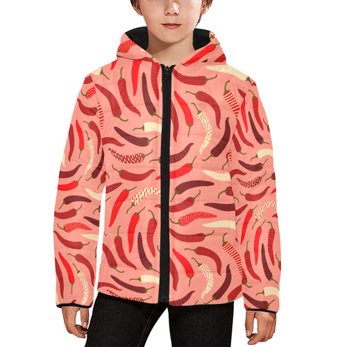 Beautiful Chili peppers pattern Kids' Boys' Girls' Padded Hooded Jacket