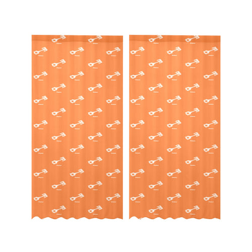 Engine Piston Orange Background Pattern Design 05 Gauze Curtain