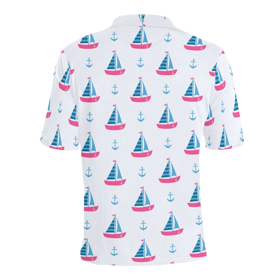 Sailboat anchor pattern Men's All Over Print Polo Shirt
