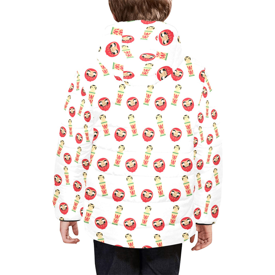 Daruma japanese wooden doll Kids' Boys' Girls' Padded Hooded Jacket