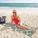 Toucan tropical green jungle palm pattern Beach Towel