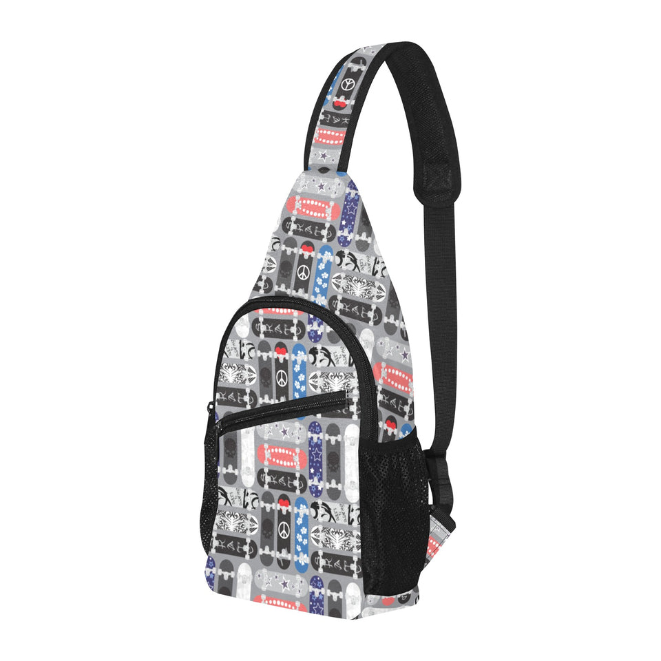 Skate Board Pattern Print Design 04 All Over Print Chest Bag