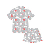 Cute polar bear christmas snow pattern Kids' Boys' Girls' V-Neck Short Pajama Set