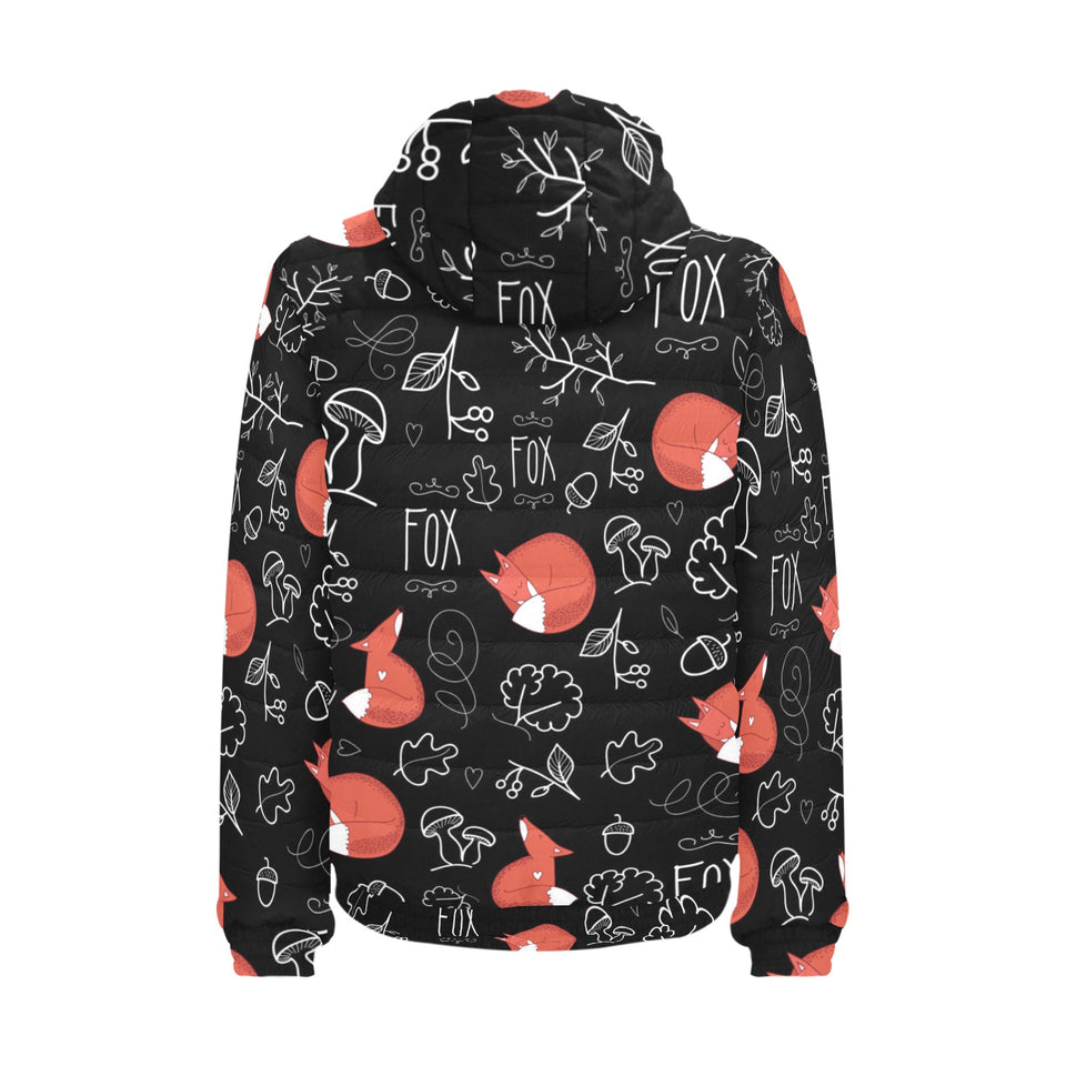 fox sleeping fox pattern Men's Padded Hooded Jacket