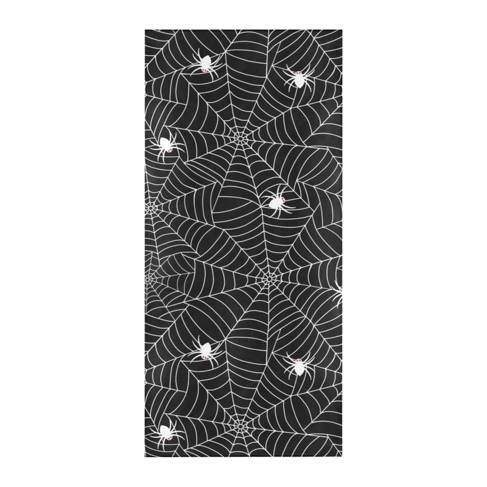 Spider web design pattern Black background white c Beach Towel