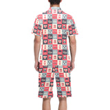 British Pattern Print Design 05 Men's V-Neck Short Pajama Set