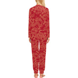 Gold dragons red background Women's All Over Print Pajama Set