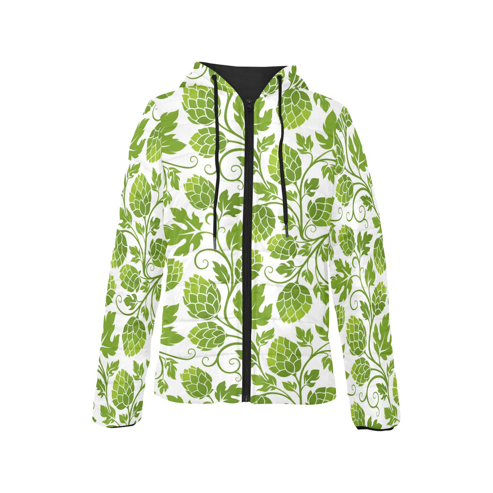 Hop design pattern Women's Padded Hooded Jacket