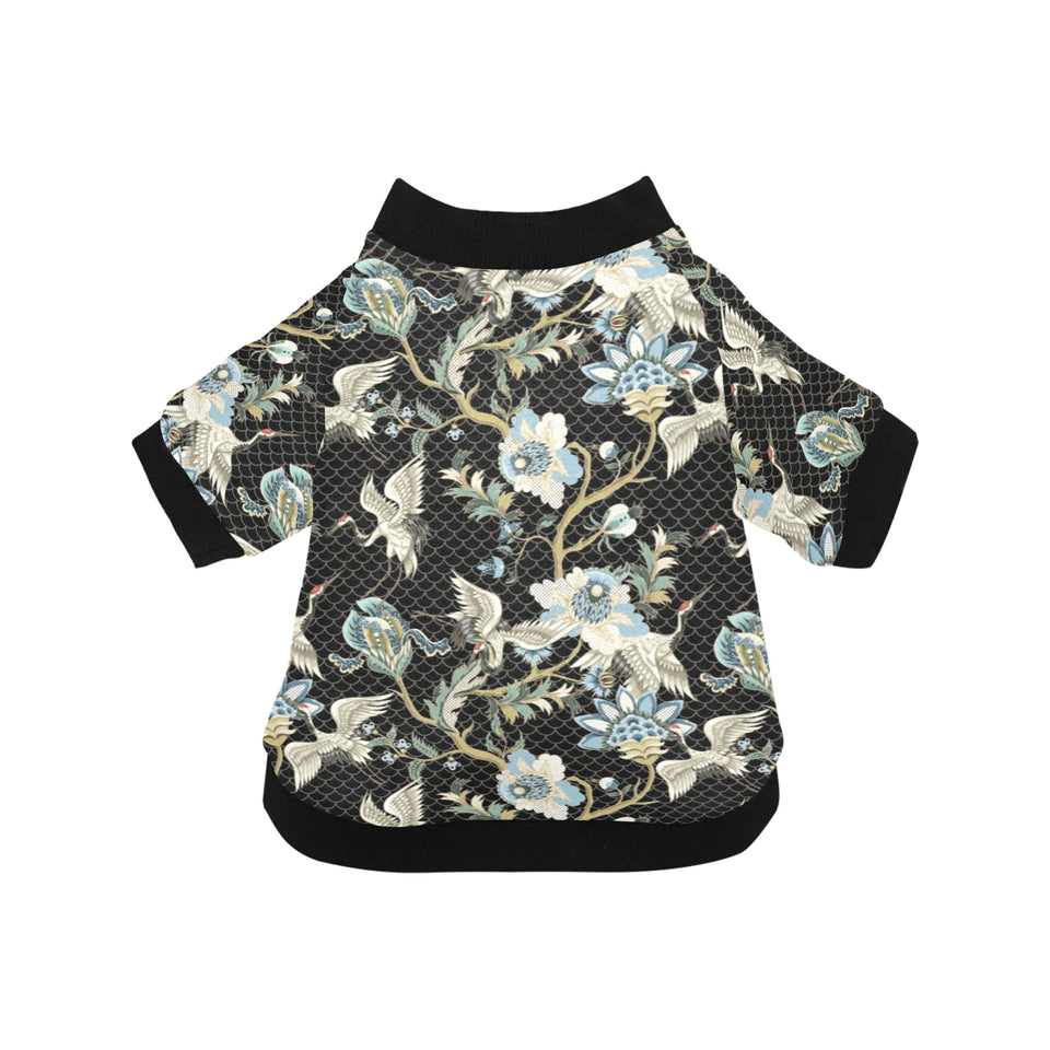 Japanese crane ornament elements All Over Print Pet Dog Round Neck Fuzzy Shirt