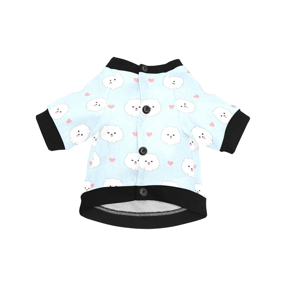 White cute pomeranian pattern All Over Print Pet Dog Round Neck Fuzzy Shirt