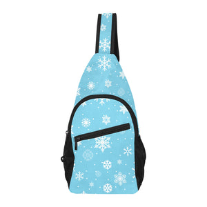 Snowflake pattern blue background All Over Print Chest Bag