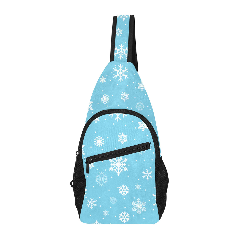 Snowflake pattern blue background All Over Print Chest Bag