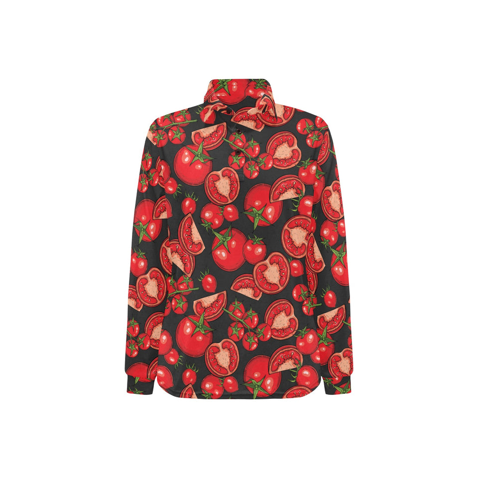 Tomato black background Women's Long Sleeve Polo Shirt