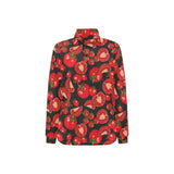 Tomato black background Women's Long Sleeve Polo Shirt