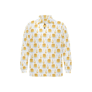 Pancake Pattern Print Design 05 Men's Long Sleeve Polo Shirt