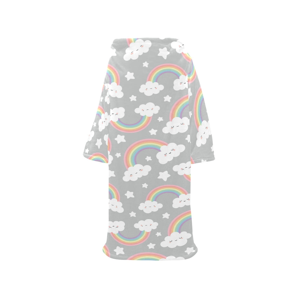 Cute rainbow clound star pattern Blanket Robe with Sleeves