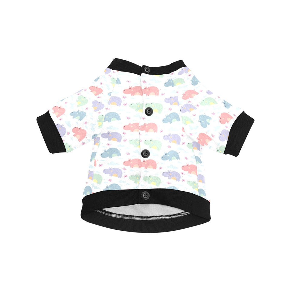 Hippopotamus Pattern Print Design 03 All Over Print Pet Dog Round Neck Fuzzy Shirt
