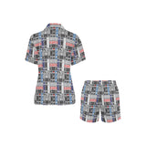 Skate Board Pattern Print Design 04 Women's V-Neck Short Pajama Set