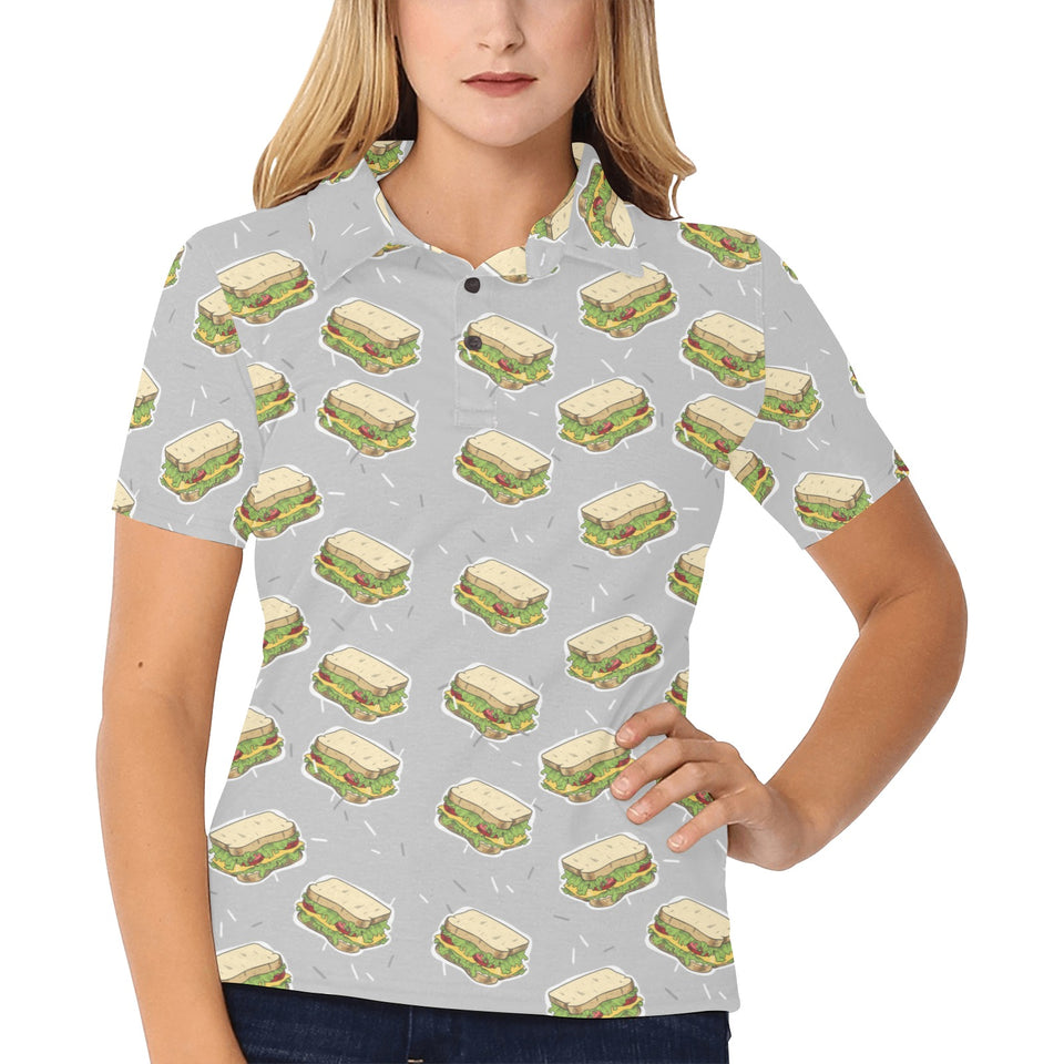 Sandwich Pattern Print Design 05 Women's All Over Print Polo Shirt