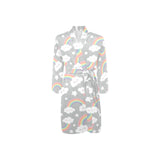 Cute rainbow clound star pattern Men's Long Sleeve Belted Night Robe