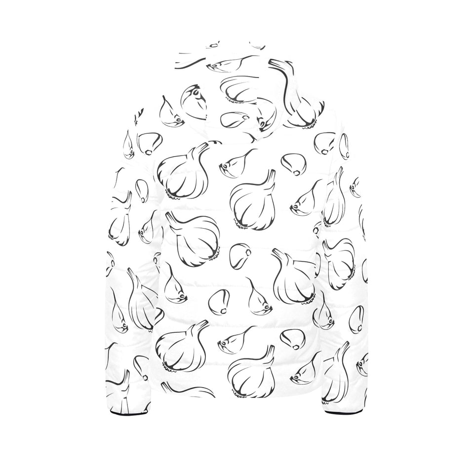 Garlic pattern black white Kids' Boys' Girls' Padded Hooded Jacket
