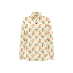 Sandwich Pattern Print Design 01 Women's Long Sleeve Polo Shirt