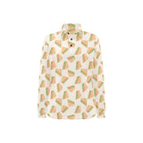 Sandwich Pattern Print Design 01 Women's Long Sleeve Polo Shirt