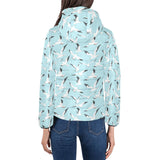 Seagull Pattern Print Design 01 Women's Padded Hooded Jacket
