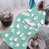 Cute sheep green background Blanket Robe with Sleeves