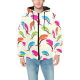 Colorful Chameleon lizard pattern Men's Padded Hooded Jacket