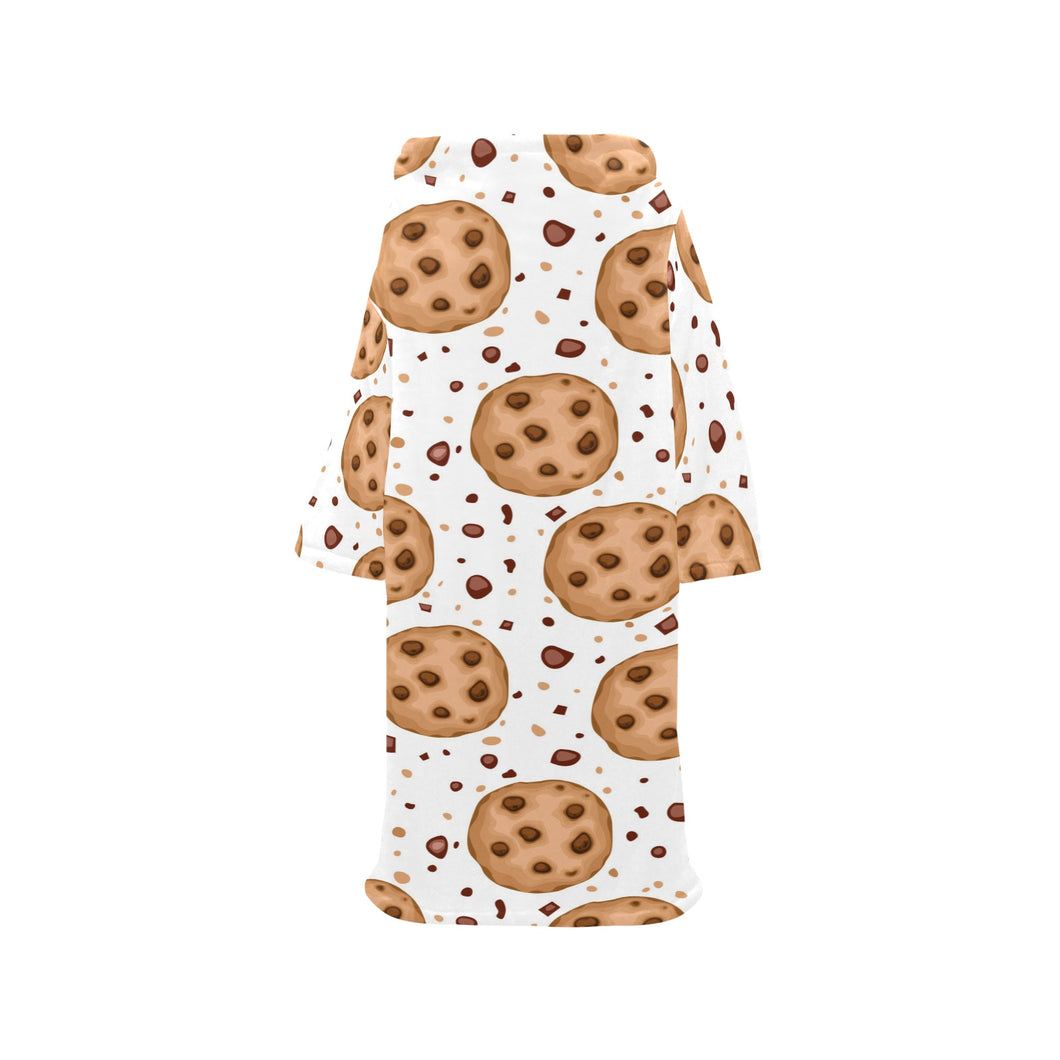 chocolate chip cookie pattern Blanket Robe with Sleeves