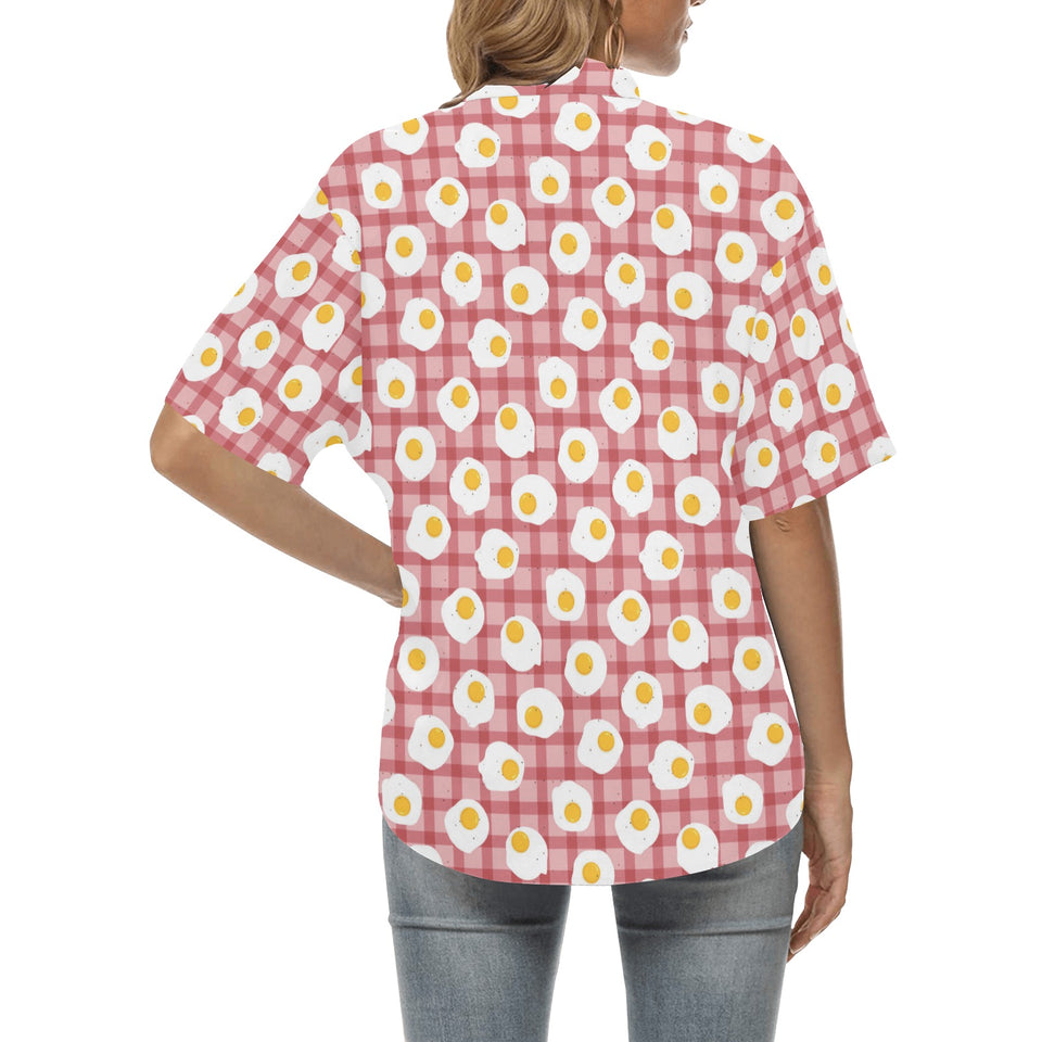 Fried Eggs Pattern Print Design 03 Women's All Over Print Hawaiian Shirt