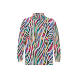 Colorful zebra skin pattern Men's Long Sleeve Polo Shirt