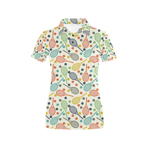 Tennis Pattern Print Design 03 Women's All Over Print Polo Shirt