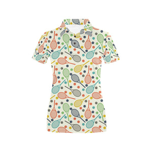 Tennis Pattern Print Design 03 Women's All Over Print Polo Shirt