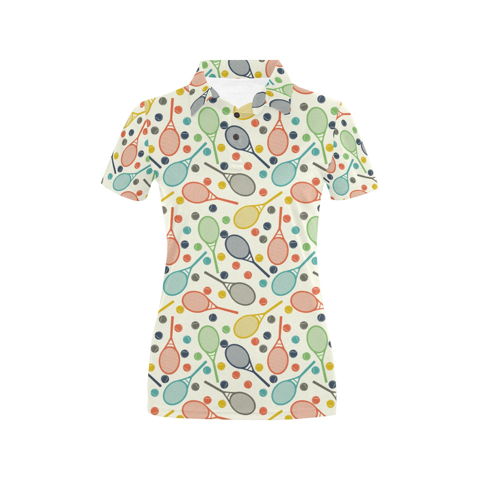 Tennis Pattern Print Design 03 Women's All Over Print Polo Shirt