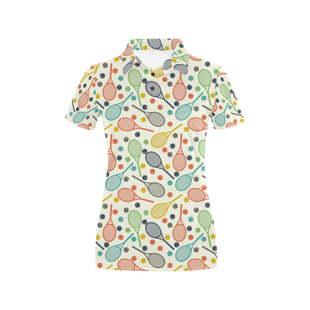 Tennis Pattern Print Design 03 Women's All Over Print Polo Shirt