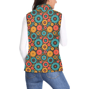 Gear Pattern Print Design 01 Women's Padded Vest