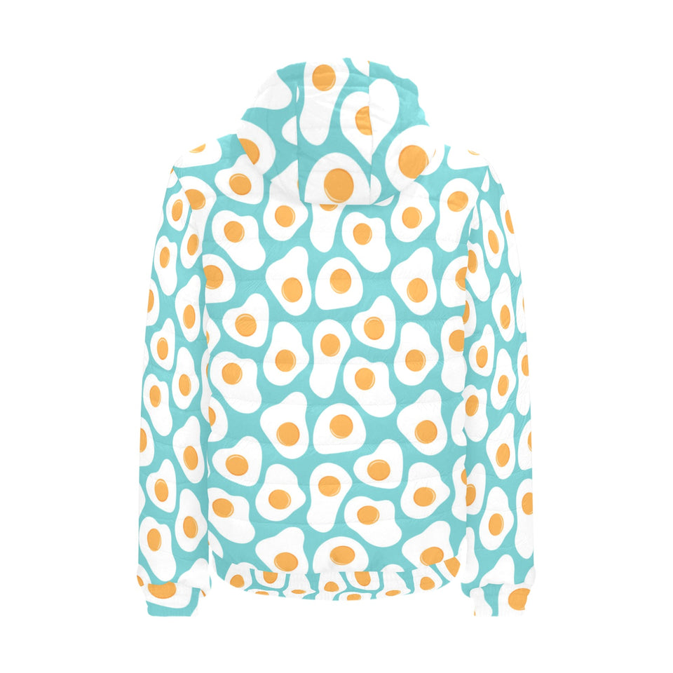 Fried Eggs Pattern Print Design 04 Men's Padded Hooded Jacket