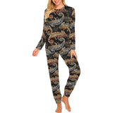 Chameleon lizard tropical leaves palm tree Women's All Over Print Pajama Set