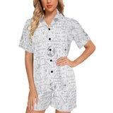 Math Pattern Print Design 03 Women's V-Neck Short Pajama Set