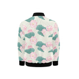 Pink lotus waterlily leaves pattern Kids' Boys' Girls' Bomber Jacket