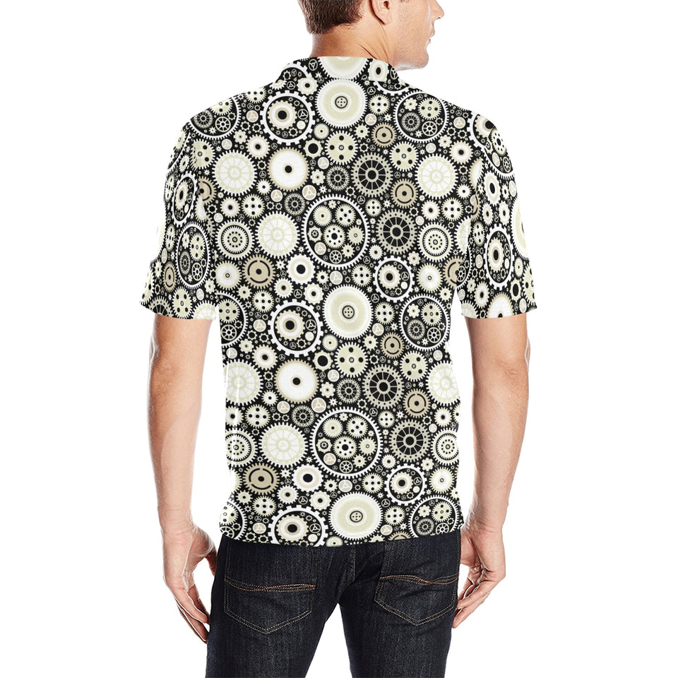 Gear Pattern Print Design 02 Men's All Over Print Polo Shirt