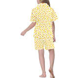 Fried Eggs Pattern Print Design 05 Kids' Boys' Girls' V-Neck Short Pajama Set