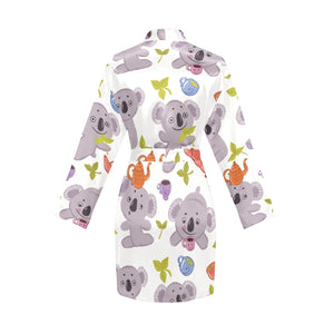 Cute koalas teapots tea Women's Long Sleeve Belted Night Robe