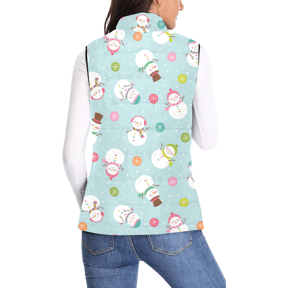 Cute snowman snowflake pattern Women's Padded Vest