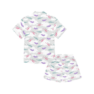 Helicopter plane pattern Kids' Boys' Girls' V-Neck Short Pajama Set