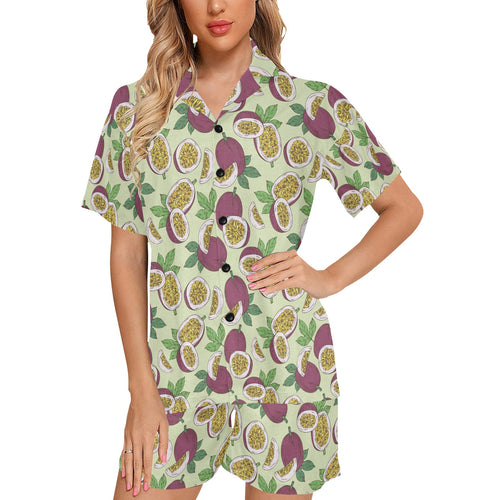 Paassion fruit pattern Women's V-Neck Short Pajama Set